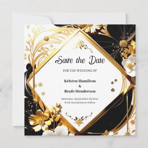 Elegant Gold and Silver Wedding Save the Date Card