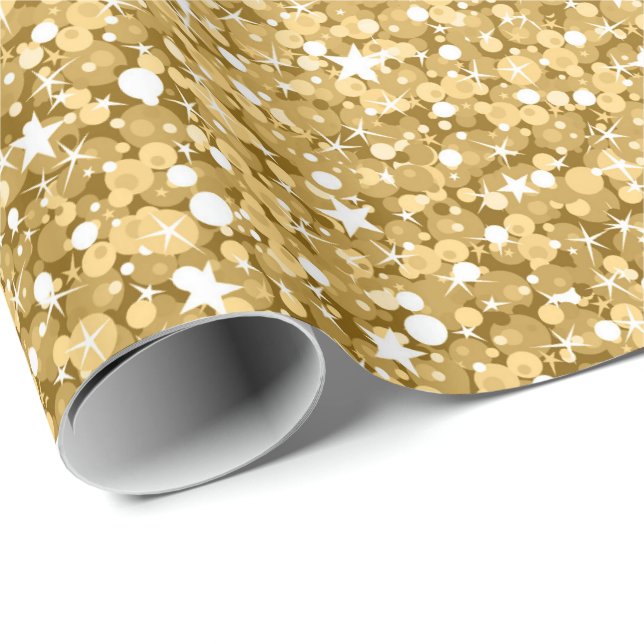 Elegant Gold And White Accents Glitter Pattern Wrapping Paper (Roll Corner)