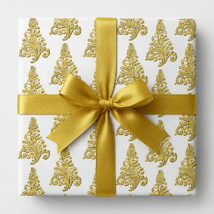 Elegant Gold and white Christmas Tree  Wrapping Paper