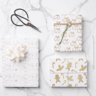 Elegant Gold and White Christmas Wrapping Paper Sheets