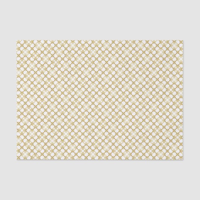 Elegant Gold and White Filigree on White Tissue Paper (Front)
