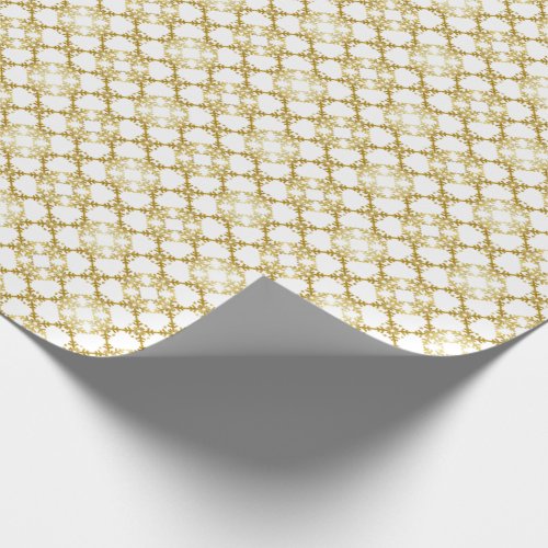 Elegant Gold and White Filigree on White Wrapping Paper