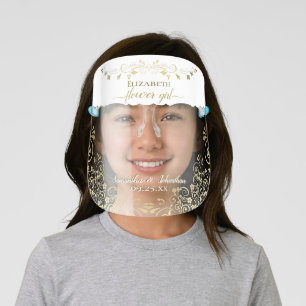 Elegant Gold and White Flower Girl Wedding Kids' Face Shield