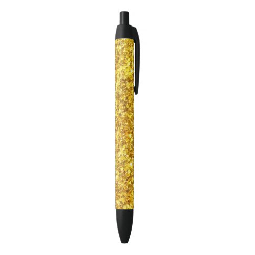 Elegant Gold And White Glitter Black Ink Pen