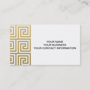 Elegant Gold and White Greek Key Pattern Business Card