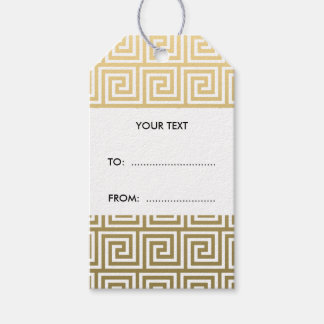Elegant Gold and White Greek Key Pattern Gift Tags