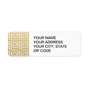 Elegant Gold and White Greek Key Pattern Label