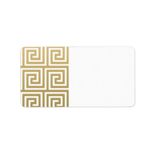 Elegant Gold and White Greek Key Pattern Label