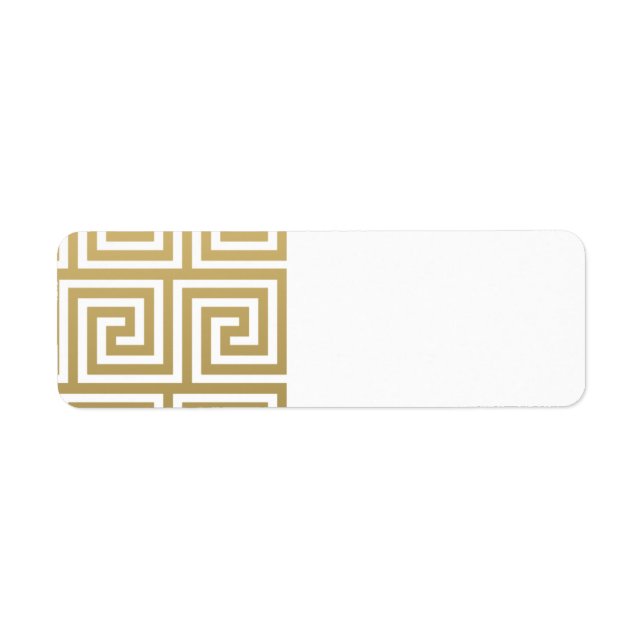 Elegant Gold and White Greek Key Pattern Label (Front)