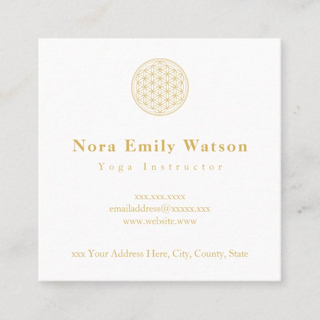 Elegant Gold and White Mandala Business Card (Front)