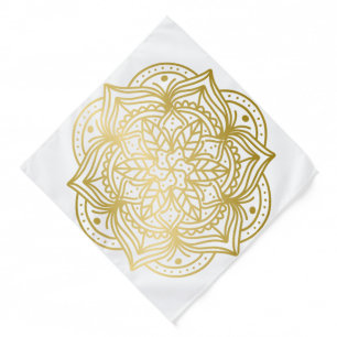 Elegant Gold and White Mandala Pattern Bandana