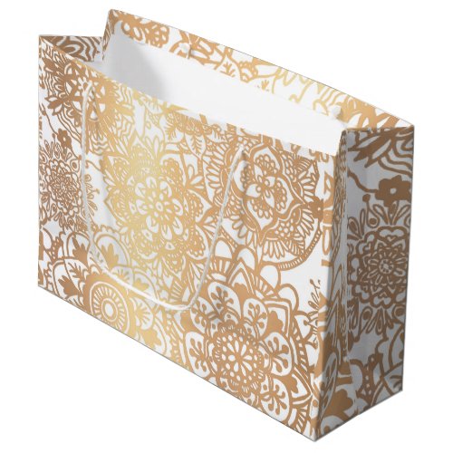 Elegant Gold and White Mandala Pattern Large Gift  Large Gift Bag