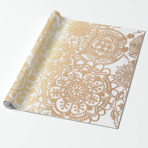 Elegant Gold and White Mandala Pattern Wrapping Paper