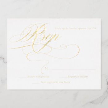 Elegant Gold And White Modern Wedding Rsvp Cards by rusticwedding at Zazzle