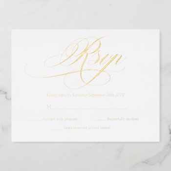 Elegant Gold And White Modern Wedding Rsvp Cards by rusticwedding at Zazzle