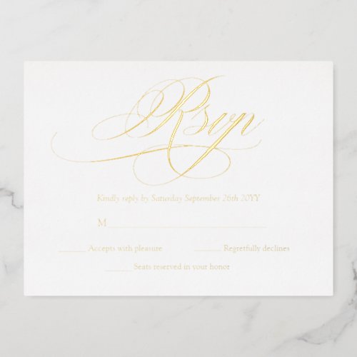 Elegant Gold and White Modern Wedding RSVP Cards
