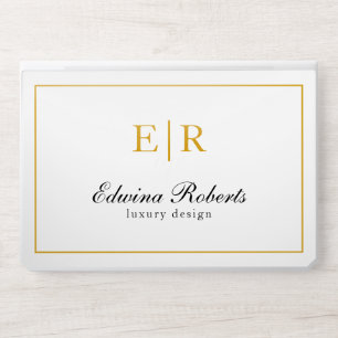 Elegant Gold and White Monogram Professional HP Laptop Skin