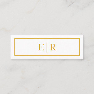 Elegant Gold and White Monogram Professional Mini Business Card