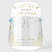 Elegant Gold and White Mother of the Bride Wedding Face Shield