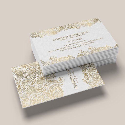 Customizable Elegant Gold And White Paisley 2 Wedding Planner Large Business Cards (Pack Of 100)