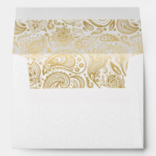 Elegant Gold And White Paisley Wedding Envelope