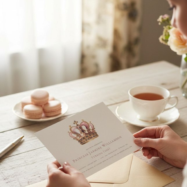 Elegant Gold and White Stripes Princess Birthday  Invitation (Creator Uploaded)