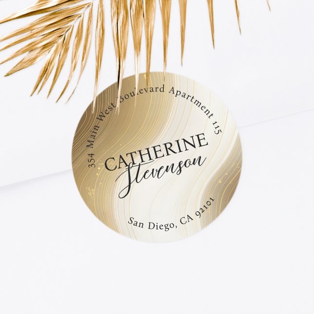 Elegant Gold and White Swirl Return Address Label (Creator Uploaded)