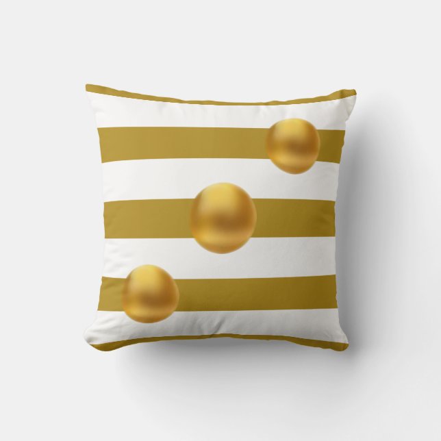 Elegant Gold and White Throw Pillow (Front)
