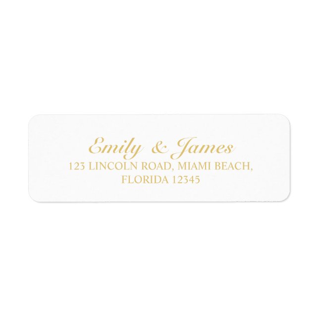 Elegant Gold and White Wedding Label (Front)