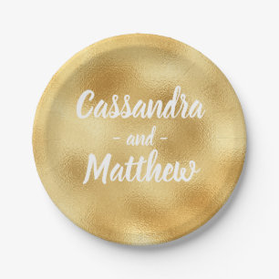 Elegant Gold And White Wedding Party Glam Paper Plates