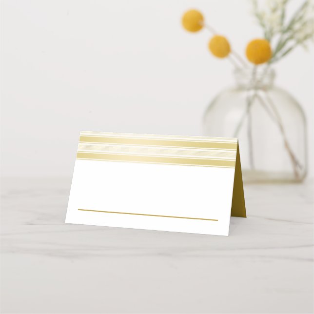 Elegant Gold and White Wedding Place Card (Front)