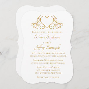 Elegant Gold And White Wedding Vintage Glam Invitation