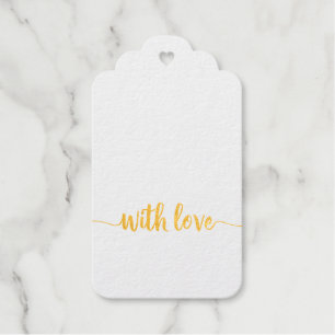 Elegant Gold and White With Love Custom Name Foil Gift Tags