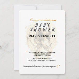Elegant Gold Angel Baby Shower Invitation