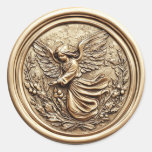 Elegant Gold Angel Christian Christmas Holiday Classic Round Sticker