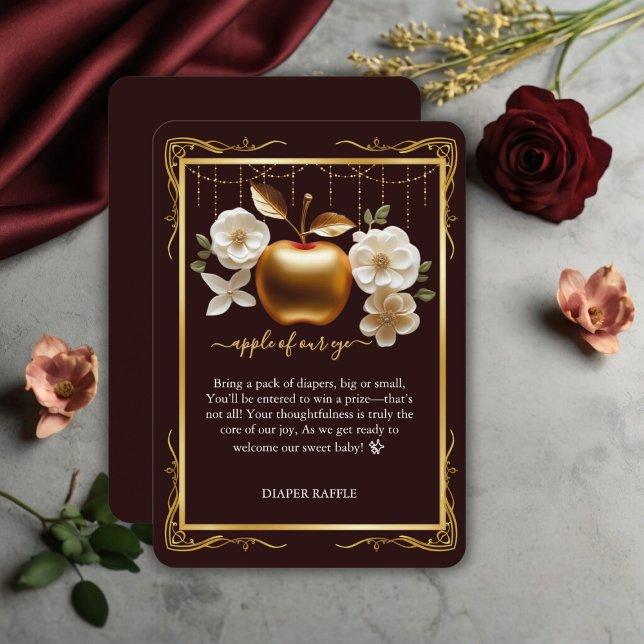 Elegant Gold Apple of Our Eye Baby Shower Enclosure Card (Creator Uploaded)