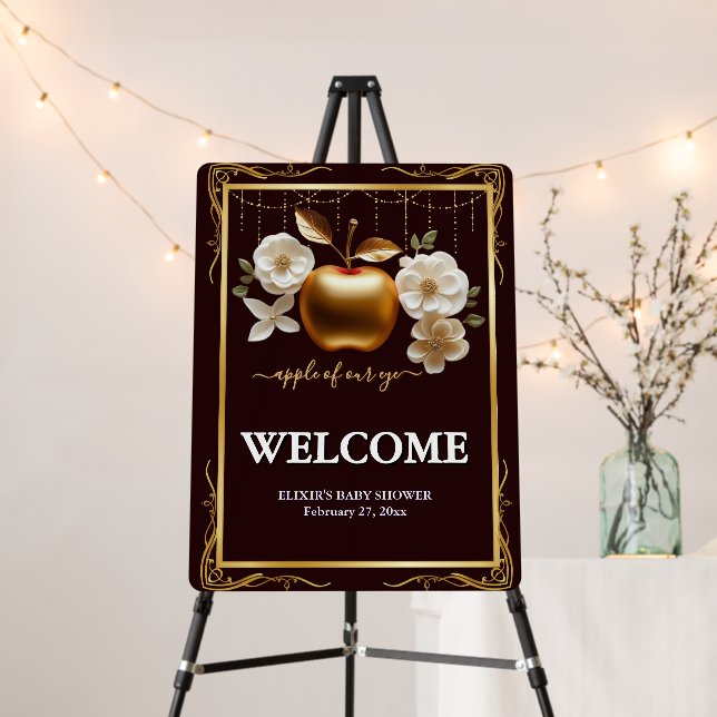 Elegant Gold Apple of Our Eye Baby Shower Foam Board (In Situ (Stand))