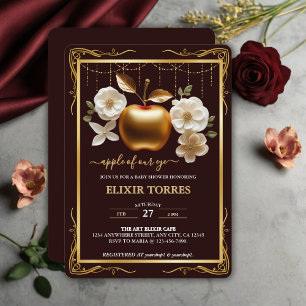 Elegant Gold Apple of Our Eye Baby Shower Invitation