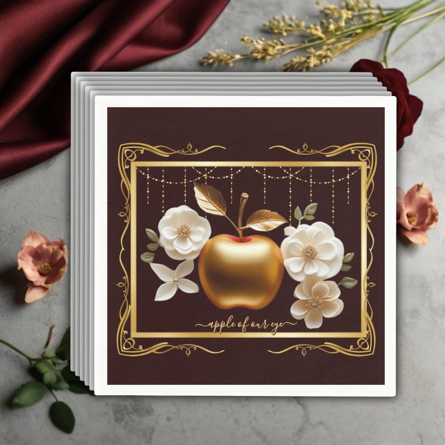 Elegant Gold Apple of Our Eye Baby Shower Napkins (Creator Uploaded)