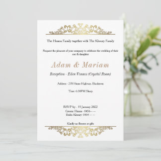 Elegant Gold Arabian Design Wedding Invitation