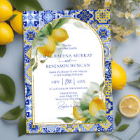 Elegant Gold Arch Italian Blue Tile Lemons Wedding
