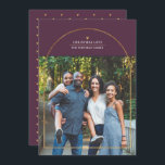 Elegant Gold Arch Overlay Christmas Love Photo Holiday Card<br><div class="desc">Send love this holiday season with this stylish,  modern one photo Christmas card. It features a faux gold foil arch overlay,  a little heart,  and simple text templates for easy personalization! The back of the card contains a pattern of little faux foil gold hearts.</div>