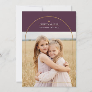Elegant Gold Arch Overlay Christmas Love Photo Holiday Card