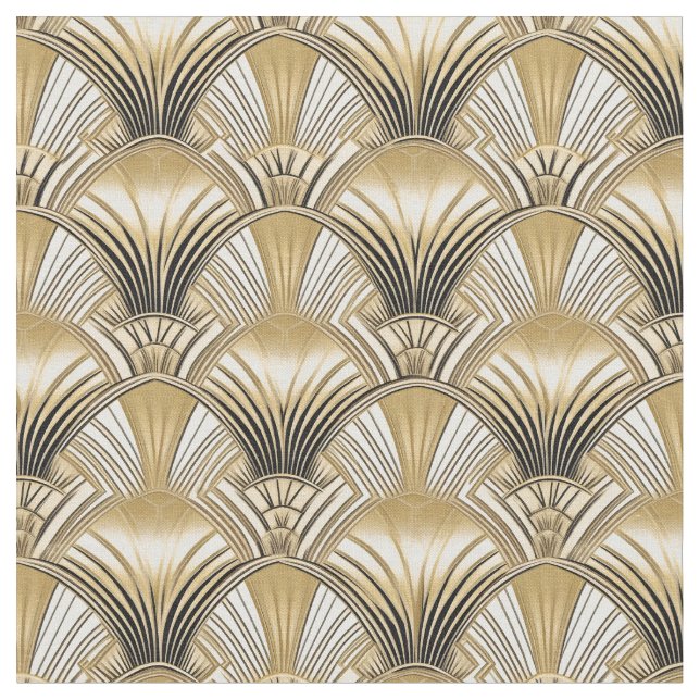 Elegant Gold Art deco Arches Fabric (Close Up)