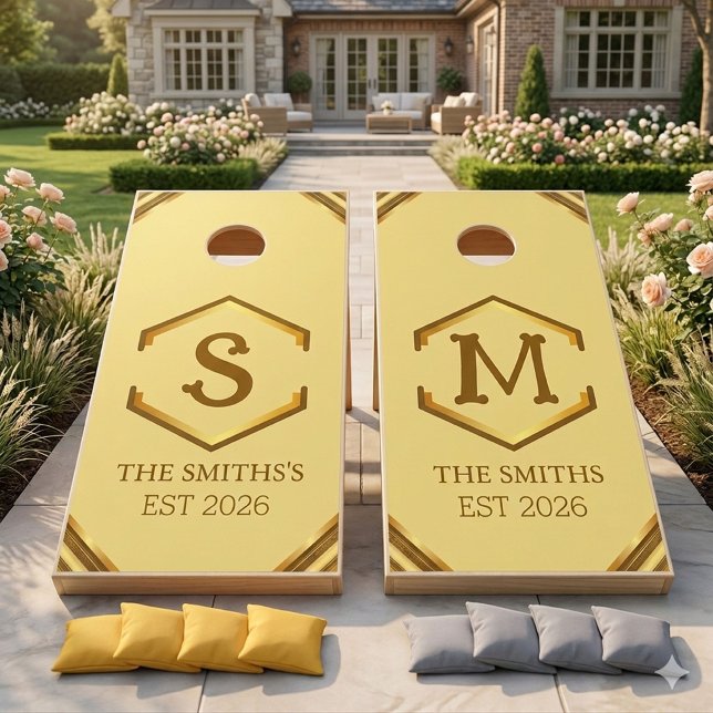 Elegant Gold Art Deco Monogram Wedding Cornhole Se Set (Creator Uploaded)