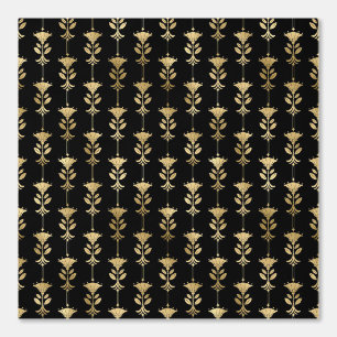 Elegant Gold Art Deco Pattern Black Wallpaper