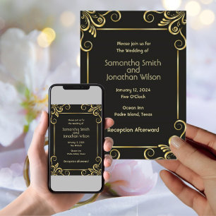 Elegant Gold Art Deco Vintage Wedding Invitation