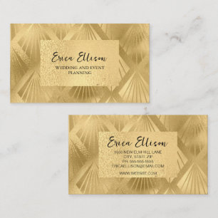 Elegant Gold Art Deco Wedding Event Business Card