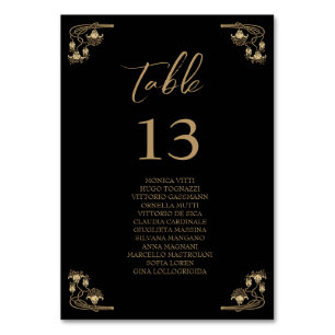 Elegant gold Art Decowedding Table sitting chart T Number