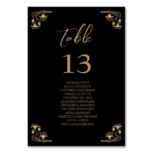 Elegant gold Art Decowedding Table sitting chart T Table Number